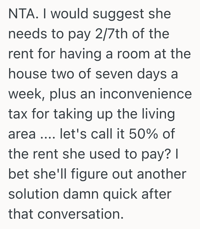 Screenshot 2025 04 01 at 9.35.47 PM Woman Is Subletting Her Room While Shes Out Of Town During The Week, But Wants To Sleep On The Couch On The Weekends